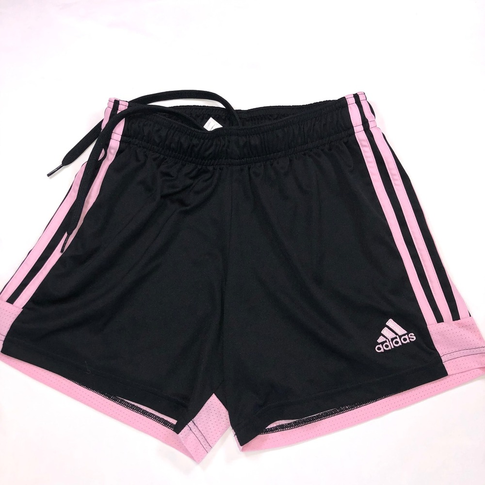 Adidas Aeroready Womens XS Shorts Black Pink Striped Athletic Running DU4352